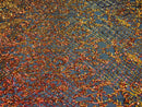 4 Way Stretch - Orange Black Mesh - Iridescent Sequins Damask Net Pattern Fabric  - Sold By The Yard