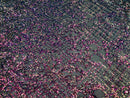 4 Way Stretch - Magenta Black Mesh Iridescent Sequins Damask Net Pattern Fabric - Sold By The Yard