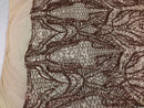 Geometric Line Sequins 4 Way Stretch Fabric - Champagne -  Quality Design Fabric By The Yard