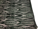 Geometric Line Sequins 4 Way Stretch Fabric - Hunter Green -  Quality Design Fabric By The Yard