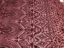 Geometric Patterns 4 Way Stretch Sequins Fabric Burgundy Sequins Fashion Fabric By The Yard