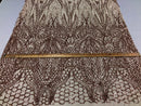 Geometric 4 Way Stretch Sequins Fabric - Rose Gold - Sequins Design Fabric Sold by The Yard