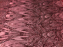 Geometric 4 Way Stretch Sequins Fabric - Burgundy - Sequins Design Fabric Sold by The Yard