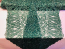 Hunter Green Beaded Fabric Embroidered On A Mesh Fancy Dresses Fabric Sold By The Yard