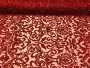 Red Beaded Fabric Embroidered On A Mesh Fancy Dresses Fabric Sold By The Yard