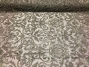 Silver Beaded Fabric Embroidered On A Mesh Fancy Dresses Fabric Sold By The Yard