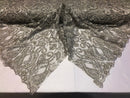 Silver Beaded Fabric Embroidered On A Mesh Fancy Dresses Fabric Sold By The Yard