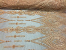 Blush Beaded Fabric Embroidered Lace Pearls On A Mesh Bridal/Wedding Fabrics Sold By The Yard