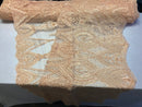 Blush Beaded Fabric Embroidered Lace Pearls On A Mesh Bridal/Wedding Fabrics Sold By The Yard