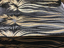 Two Tone - Black/Gold - 4 Way Stretch Sequins Fabric Embroidered On Mesh By Yard