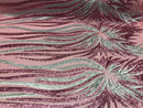 Two Tone - Dusty Rose / Silver - 4 Way Stretch Sequins Fabric Embroidered On Mesh By Yard