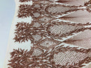 Sequins 4 Way Stretch Shiny Fabric with Triangle Net Pattern - Blush Peach - Fabric Sold by The Yard