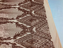 Sequins 4 Way Stretch Shiny Fabric with Triangle Net Pattern - Khaki  - Fabric Sold by The Yard