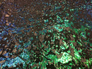 Velvet 4 Way Stretch Shiny Irreversible Sequins Fabric - Jade Blue Green with Matte Black Sequins
