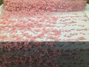 Flower 3D Fabric - Peach - Embroided Fabric Flower Pearls and Leaf Decor Sold by The Yard