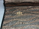 4 Way Stretch - Black And Gold - Horizontal Line Design Sequins On Stretch Mesh By The Yard