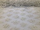 Floral 3D - Ivory Beaded Embroided Pattern with Pearls High Quality Fabric Sold by The Yard