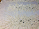 Peacock Feathers White Beaded Peacock Feathers Embroider On A Mesh Dress-Prom-Gown By 2 Feathers