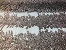 Peacock Feathers Rose Gold Beaded Peacock Feathers Embroider On A Mesh Dress-Prom-Gown By 2 Feather