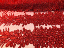 Peacock Feathers Red Beaded Peacock Feathers Embroider On A Mesh Dress-Prom-Gown By 2 Feathers