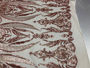 4 Way Stretch - Blush with Nude Mesh - Sequins Pattern Elegant Design Mesh Fabric Sold By The Yard