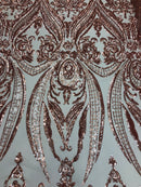 4 Way Stretch - Blush with Nude Mesh - Sequins Pattern Elegant Design Mesh Fabric Sold By The Yard