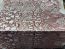 Rose Gold sequins fabric 4 Way Stretch Embroidered Royalty Sequins Fancy Design Fabric By Yard
