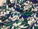 Velvet 4 Way Stretch - Iridescent Royal Blue Green - Shiny Reversible Sequins Fabric Velvet By Yard