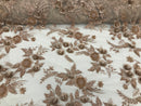 3D Flower Fabric - Skin - Fancy Embroidered Mesh Sequins Fabric with Beads Sold By The Yard
