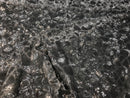 Leopard Sequins Fabric - Silver - Animal Print Shiny Sequins Design 2 Way Stretch Sold By The Yard