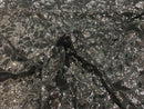 Leopard Sequins Fabric - Black - Animal Print Shiny Sequins Design 2 Way Stretch Sold By The Yard