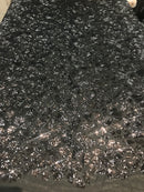 Leopard Sequins Fabric - Black - Animal Print Shiny Sequins Design 2 Way Stretch Sold By The Yard