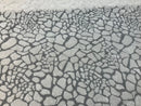 Leopard Sequins Fabric - White - Animal Print Shiny Sequins Design 2 Way Stretch Sold By The Yard