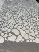 Leopard Sequins Fabric - White - Animal Print Shiny Sequins Design 2 Way Stretch Sold By The Yard
