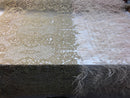 Beaded Feather Fabric - Honey Gold Embroidered Luxury Mesh Lace with Beads and Feathers By The Yard