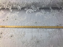 Beaded Fabric - White - Embroidered Flower Lace Fabric with Beads On A Mesh Sold By The Yard