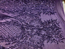 4 Way Stretch Lilac Geometric Design Sequins On Mesh Beautiful Fashion Fabrics Sold By Yard