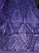 4 Way Stretch Lilac Geometric Design Sequins On Mesh Beautiful Fashion Fabrics Sold By Yard