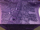 4 Way Stretch Lilac Geometric Design Sequins On Mesh Beautiful Fashion Fabrics Sold By Yard