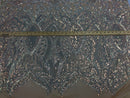 Hologram Silver / Blush Mesh - 4 Way Stretch Embroidered Royalty Sequins Fancy Design Fabric By Yard