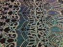 Iridescent Baby Blue - 4 Way Stretch Embroidered Royalty Sequins Design Fabric By Yard