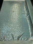 Mini Glitz Sequins - Hologram Silver - Stretch Shiny Sequins Mesh Fabric Sold By The Yard