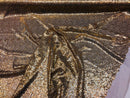 Mini Glitz Sequins - Light Gold -  Stretch Shiny Sequins Mesh Fabric Sold By The Yard