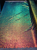 Mini Glitz Sequins - Iridescent Rainbow -  Stretch Shiny Sequins Mesh Fabric Sold By The Yard