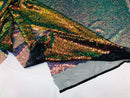 Mini Glitz Sequins - Iridescent Rainbow -  Stretch Shiny Sequins Mesh Fabric Sold By The Yard