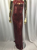 Geometric Sequins Fabric with 4 Way Stretch - Burgundy -  Elegant Lace Fabrics Sold By The Yard