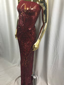 Geometric Sequins Fabric with 4 Way Stretch - Burgundy -  Elegant Lace Fabrics Sold By The Yard