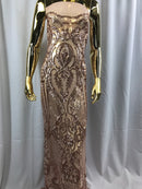 Fancy Design Sequins Fabric with 4 Way Stretch - Champagne -  Beautiful Fabrics Sold By The Yard