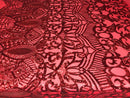 Red Sequin - 4 Way Stretch Embroidered Royalty Sequins Fancy Design Fabric By Yard