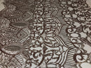 Blush - 4 Way Stretch Embroidered Royalty Sequins Fancy Design Fabric By Yard